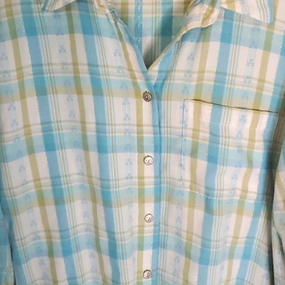 Alfred Dunner Womens Button Down Collar Long Sleeve Plaid Top - Picture 2 of 12